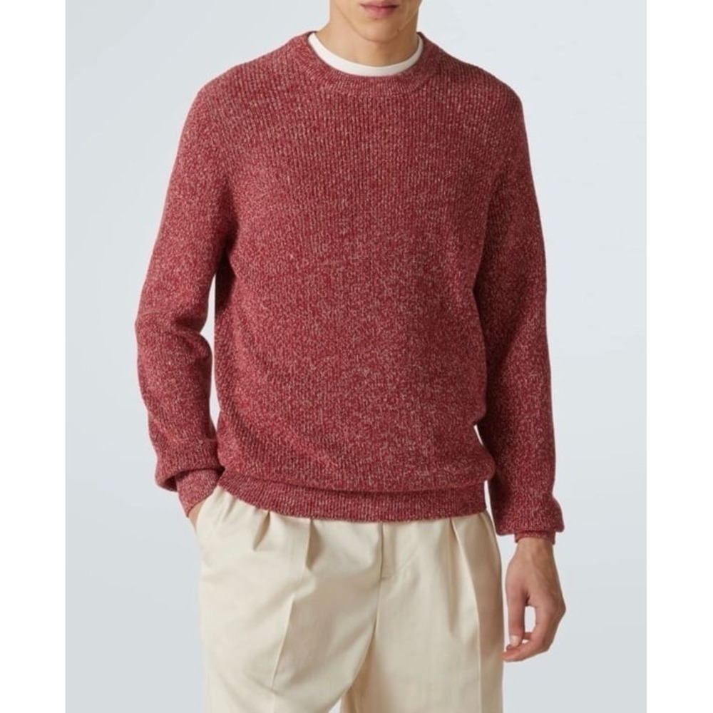 Brunello Cucinelli Ribbed Sweater Mens 50 Cotton‎ Linen Crewneck Red Italy NWT